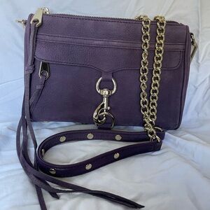 RARE Rebecca Minkoff Mini Mac in Aubergine Nubuck Leather, Silver Hardware